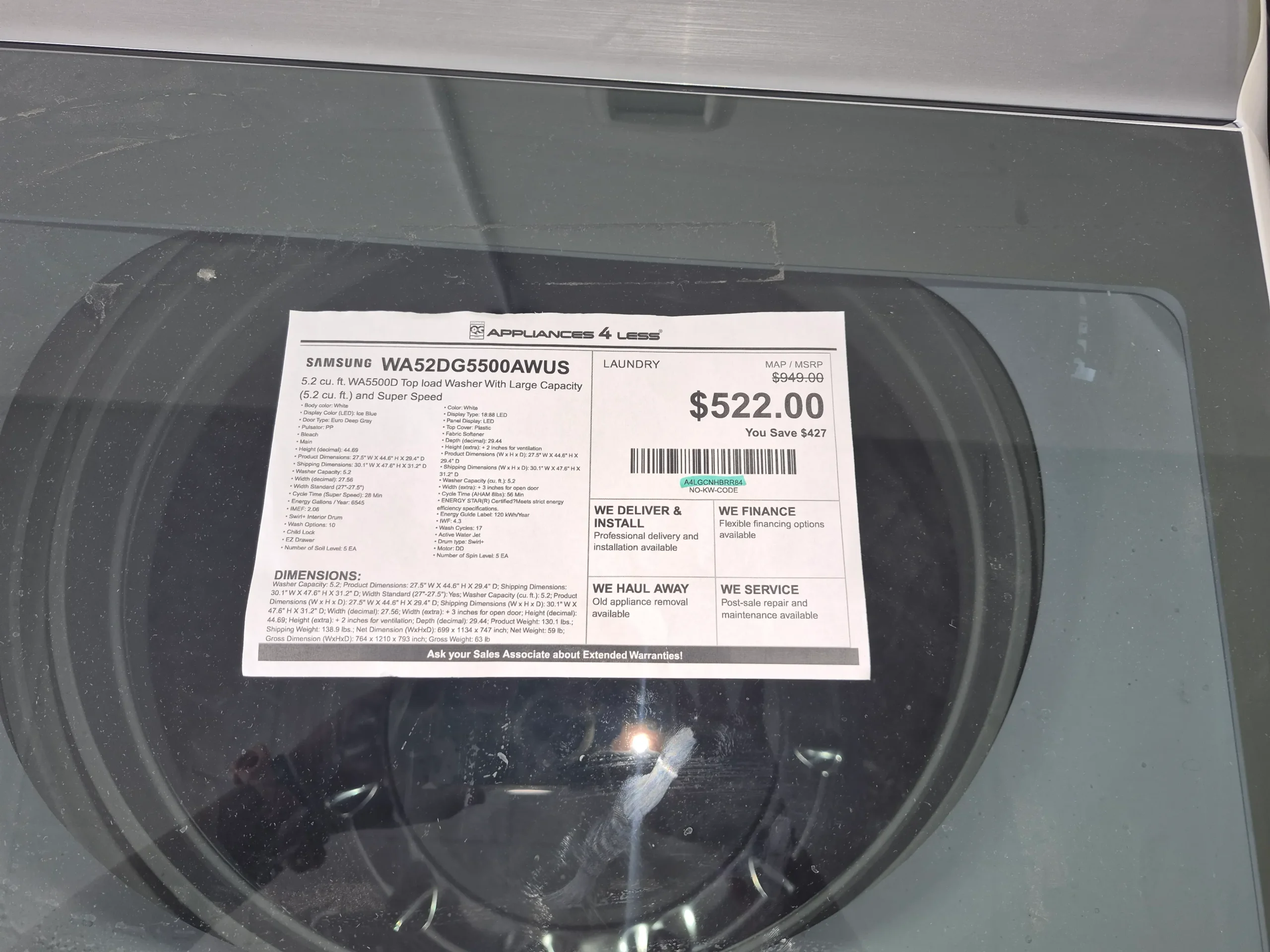 Top-Load Washer 5.2 cu ft (white) - Image 2